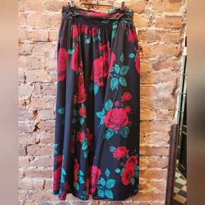 Black Floral Maxi Skirt with Red Roses From Cato 14/16